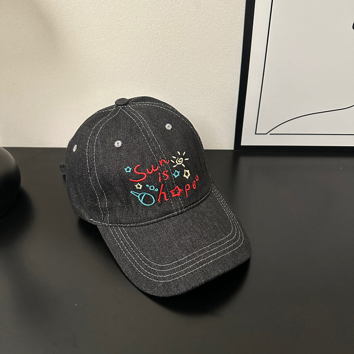 Wholesale Washed denim vintage embroidered  baseball cap