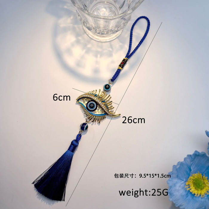 Wholesale Peach Heart Round Metal Eye Pendant with Hanging Ears, Devil's Eye Car Ornament