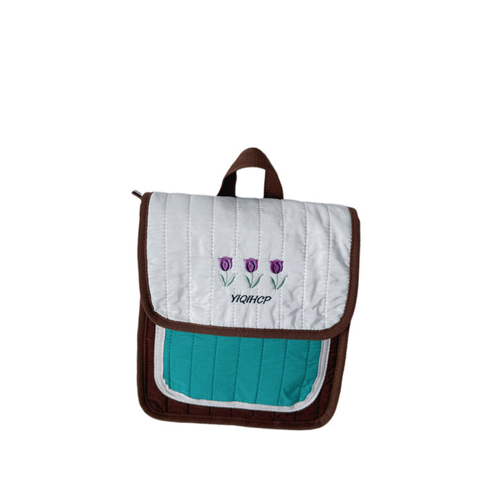 Wholesale Children's backpack with Western style tulip flower embroidery street photography backpack