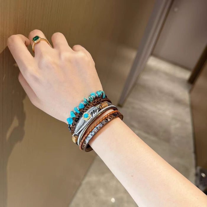 Wholesale Multi-Layer Feather Bracelet Ethnic Retro Bracelet Maillard Antique Bracelet