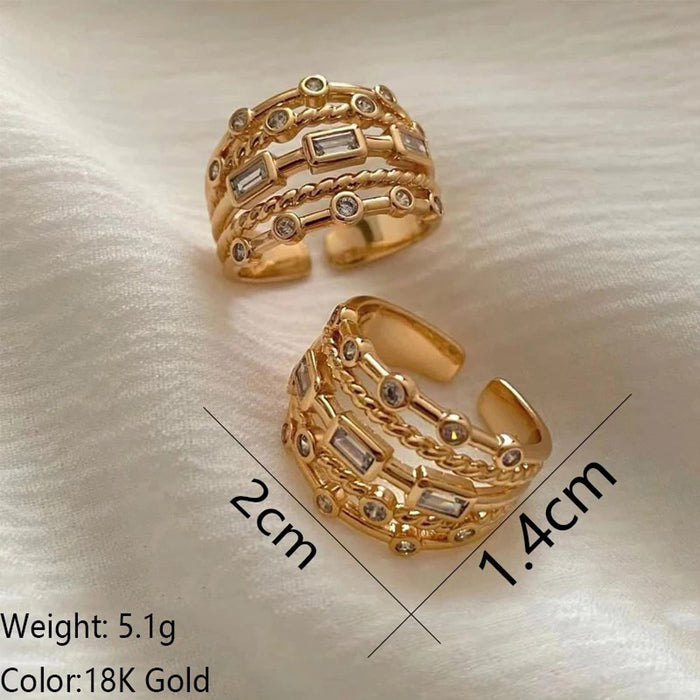 Wholesale Fashion ring ring butterfly personalized multi-layer braided copper geometric exaggeration