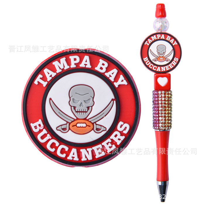 Wholesale 50pcs Rugby team series beads ballpoint pen beaded accessories fun stationery cartoon accessories detachable