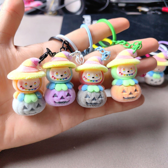 Wholesale Pumpkin  Flocking Punch Cute Phone Charm Bag Accessory