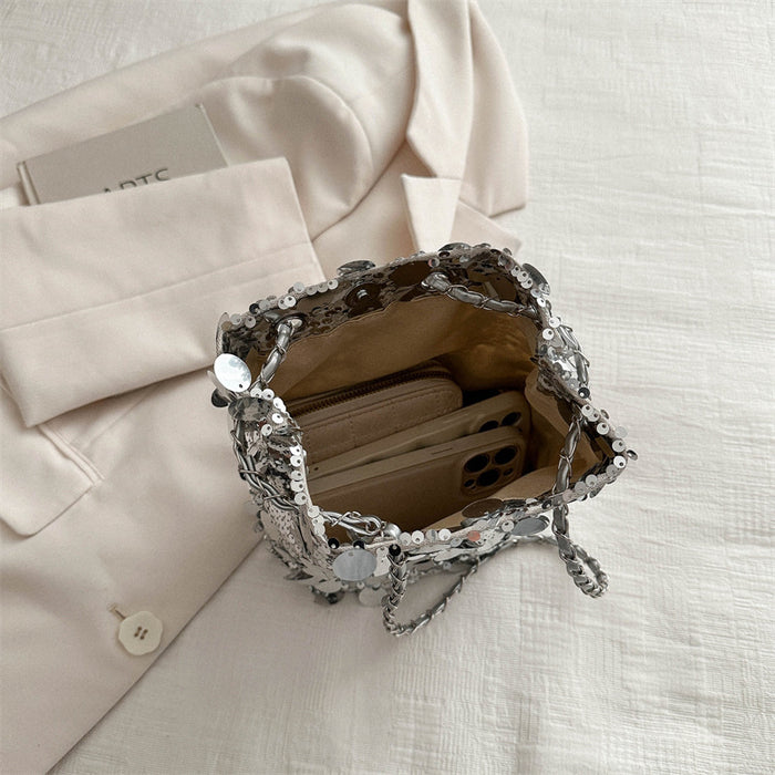 Wholesale Glitter niche design versatile chain crossbody bag, single shoulder bucket bag