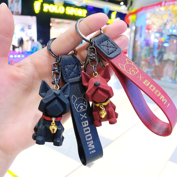 Wholesale Cute keychain pendant, car keychain, French fighting dog, dog, couple bag, hanging accessories wholesale