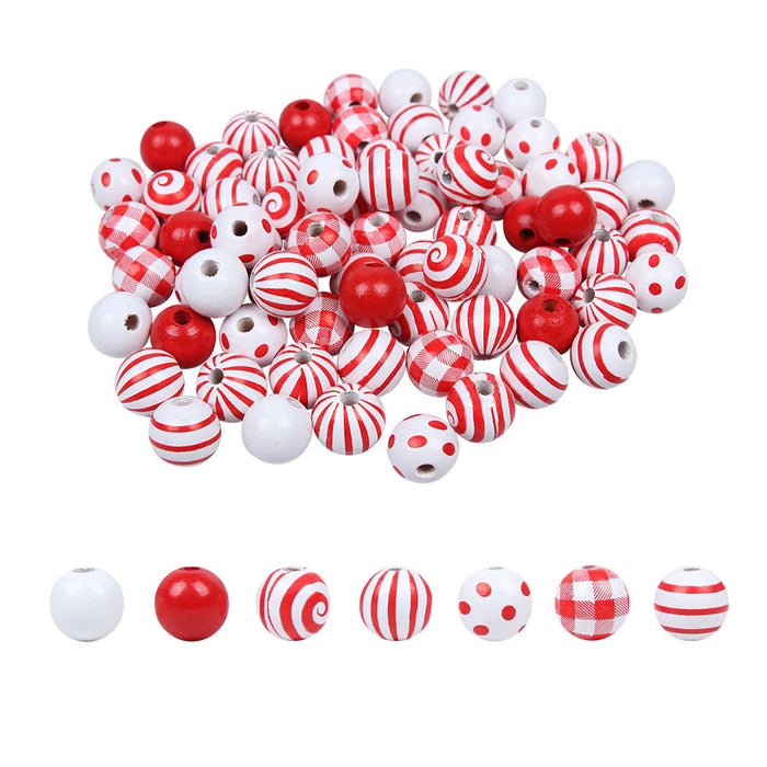 Wholesale of 10PCS Christmas Threaded Wooden Beads JDC-BDS-TianYue007