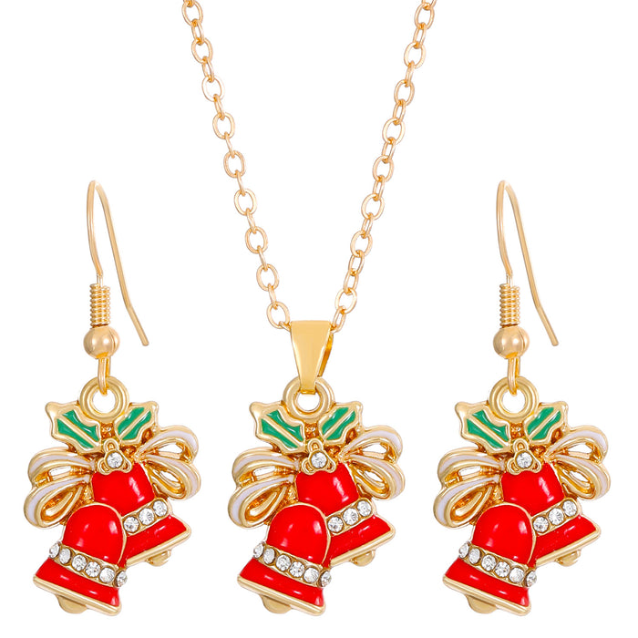 Wholesale Christmas Tree Necklace Christmas Ornaments Elk Socks  Snowman Necklace Earrings Set