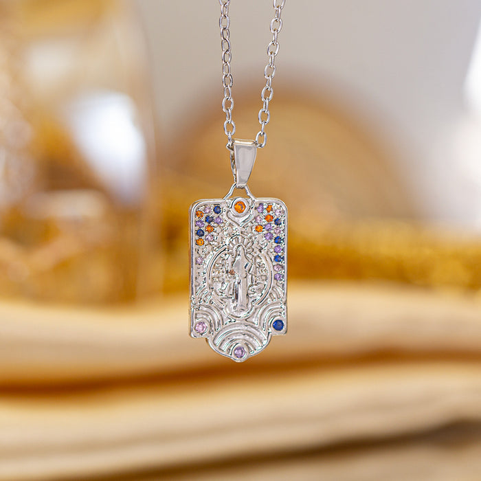 Wholesale Zircon-set cross Titanium steel necklace