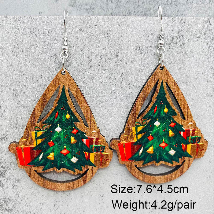 Wholesale  Bell Red Car Water Drop Wooden Earrings Christmas Accessories