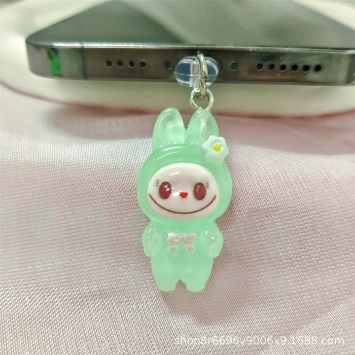 Wholesale Mobile phone dust plug charging port dust cap luminous pull cloth dust plug