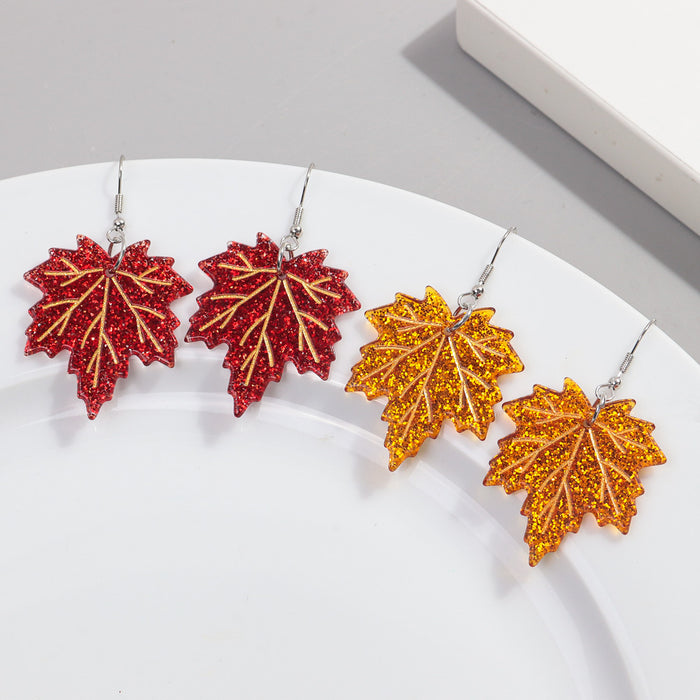 Wholesale Maple Leaf Acrylic Print Earrings JDC-ES-ChouD025