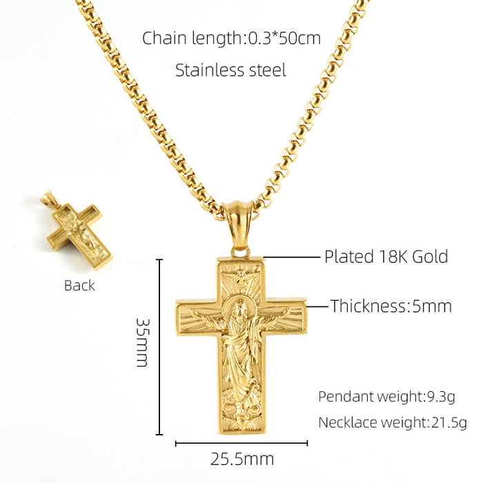 Wholesale Vintage Cross Virgin Mary Stainless Steel Necklace