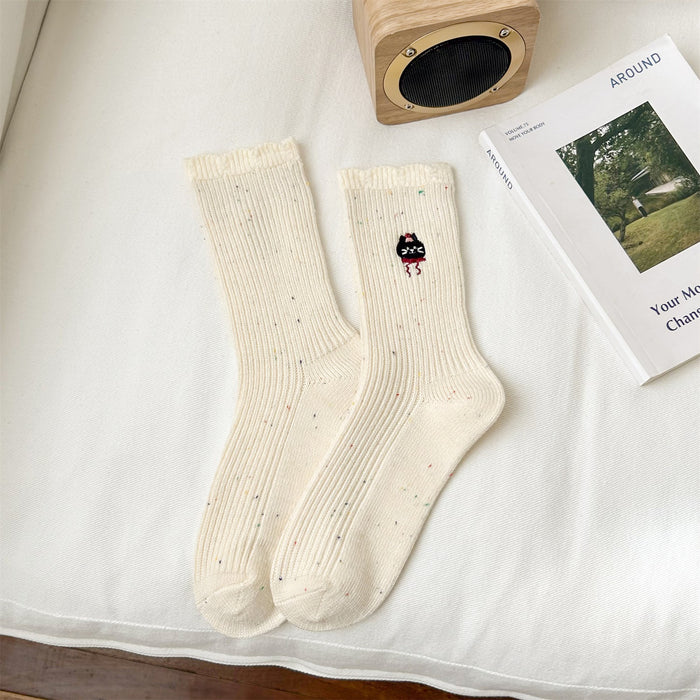 Wholesale Cute cashmere mid tube socks embroidered lace long socks stacked socks