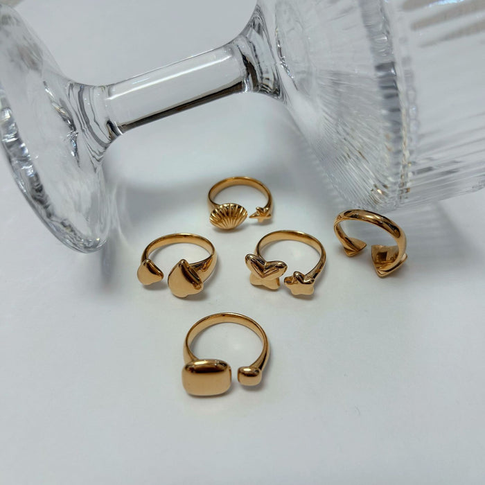 Wholesale Marine Element Stainless Steel 18K Gold Ring Fadeless Jewelry Accessories Opening Ring