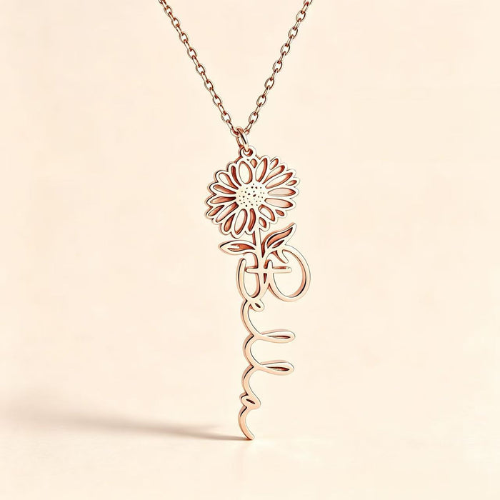 Wholesale Gold Flower Pendant Necklace Titanium Steel 18K Gold Plated Trendy Layering Jewelry