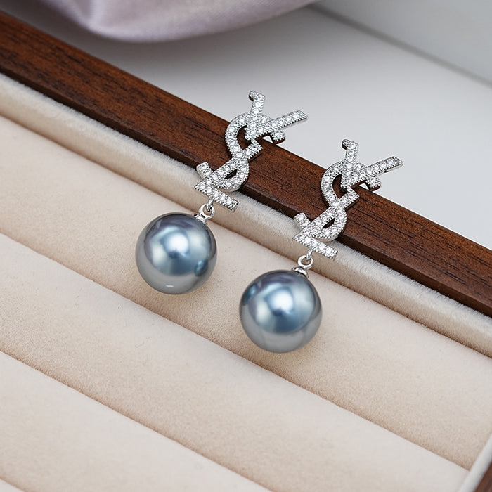 Wholesale Zircon pearl earrings with high-end feel, light luxury temperament, earrings with silver needles, personality