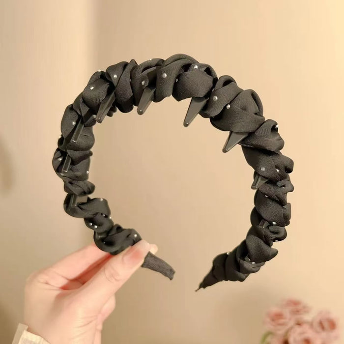 Wholesale High forehead headband with teeth wavy design non slip  f hair clip headband