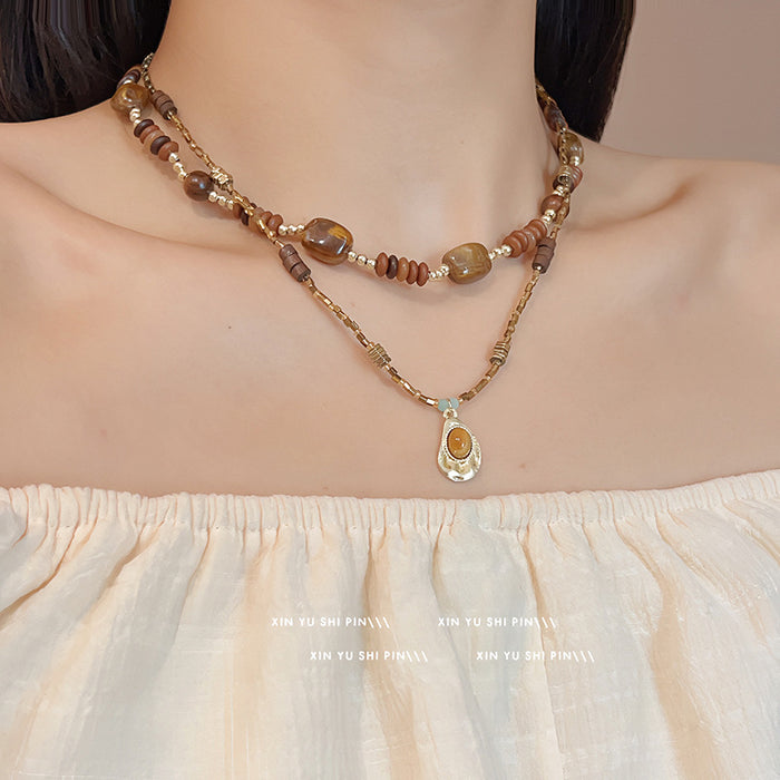 Wholesale Vintage beaded collarbone chain necklace