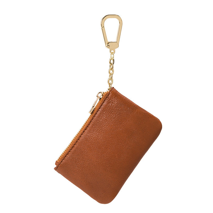 Wholesale Cowhide Mini Ultra-thin Wallet Women's Simple Keychain Coin Bag Soft Leather Zipper Coin Purse