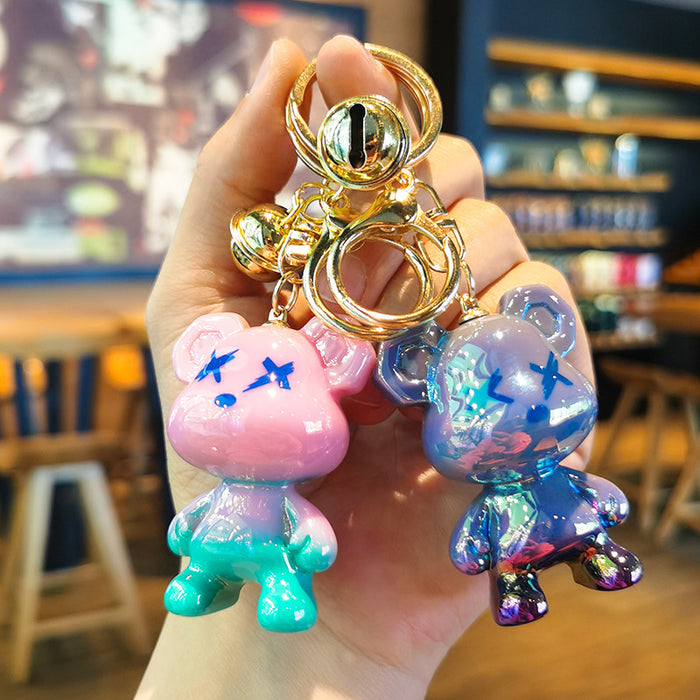 Wholesale Rubber Cartoon Doll Gradient Graffiti Bear Keychain JDC-KC-Tingm186