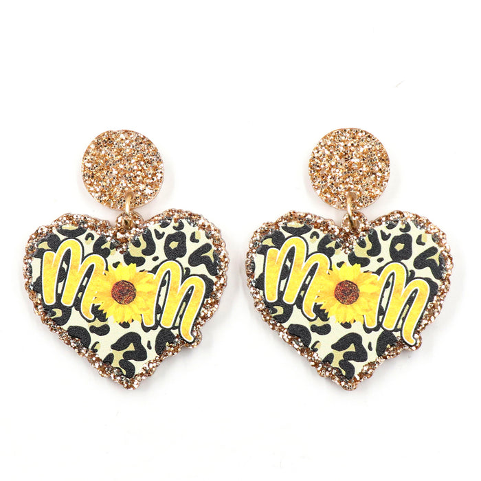 Wholesale MAMA Mother's Day Love Retro Leopard Print Acrylic Earrings JDC-ES-XiaoYan007