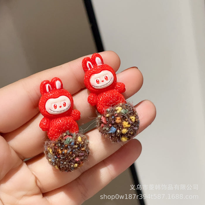 Wholesale Fashionable furry cute earrings 925 silver needle