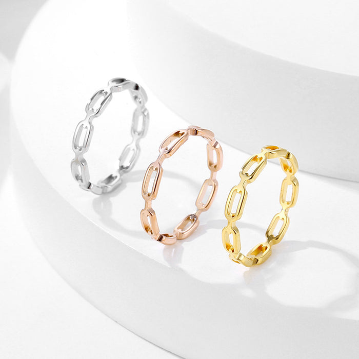 Wholesale 5pcs Hollow out small chain ring,  unique rectangular chain stainless steel necklace