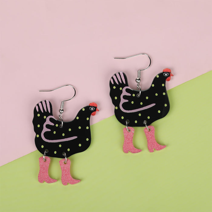 Wholesale Cartoon colorful hen-shaped acrylic earrings