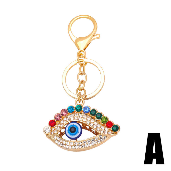 Wholesale Colorful Rhinestone Devil Eye Metal Keychain JDC-KC-AS005