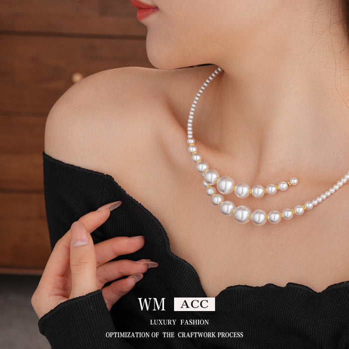 Wholesale Cross Pearl Necklace, fashionable Clavicle Chain Necklace for Women