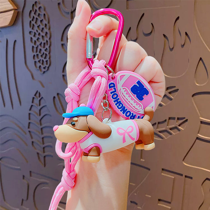 Wholesale Sausage Dog Doll Keychain Cartoon Puppy Couple Bag Pendant