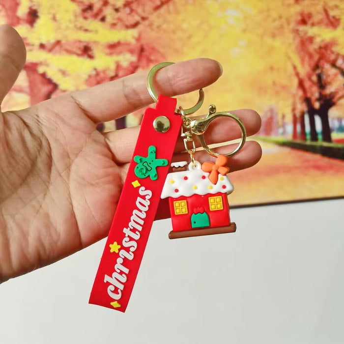 Wholesale Silicone Christmas Keychain Cute Cartoon Pendant