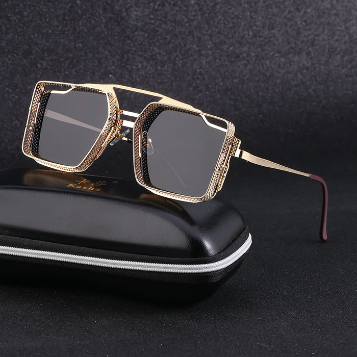 Wholesale Retro steam sunglasses with metal hollow box sunglasses