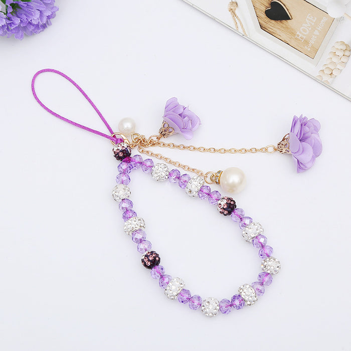 Wholesale Cropped Creative Plaster Flower Mobile Phone Lanyard Crystal Pendant Necklace Phone Case Charm Women's Accessories