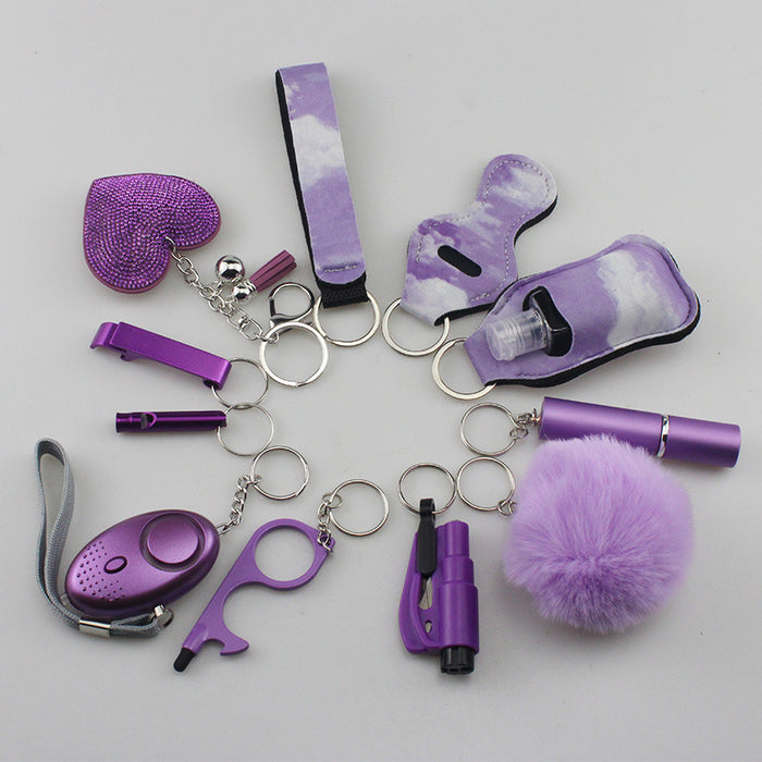 Wholesale Multifunctional Plush Diamond Heart 5-piece Keychain 12-piece Set JDC-KC-TouMS038