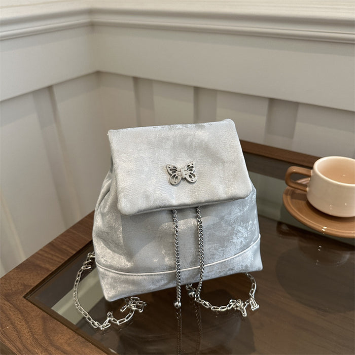 Wholesale Silver backpack, new backpack design, niche backpack chain bag