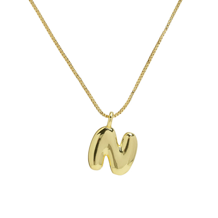 Wholesale 18k Brass Glossy Balloon 26 English Letters Necklace JDC-NE-BaiYi004