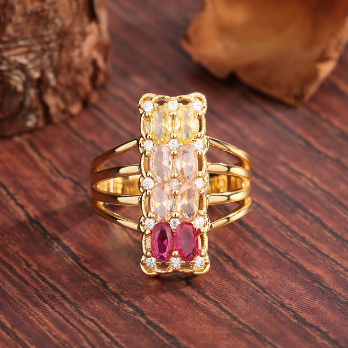 Wholesale Zircon Ring Palace Style Retro Copper Material Ring Open Adjustable Pinky Ring Accessories