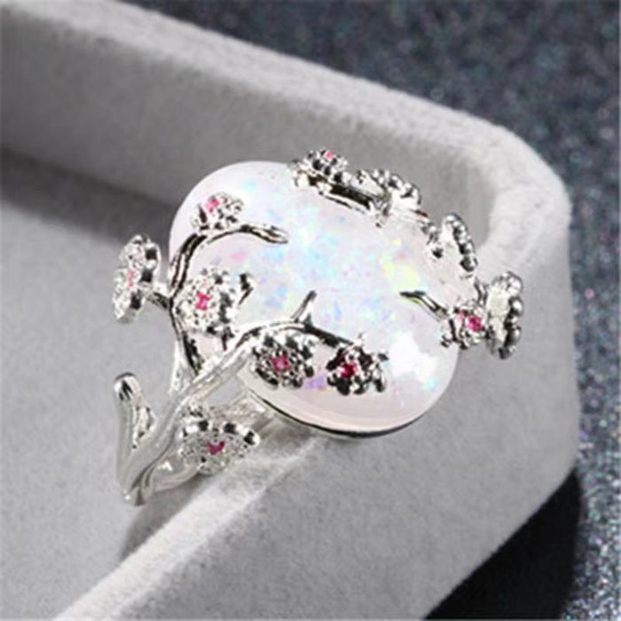 Wholesale Diamond inlaid flower ring, personalized and trendy oval exaggerated jewelry ring