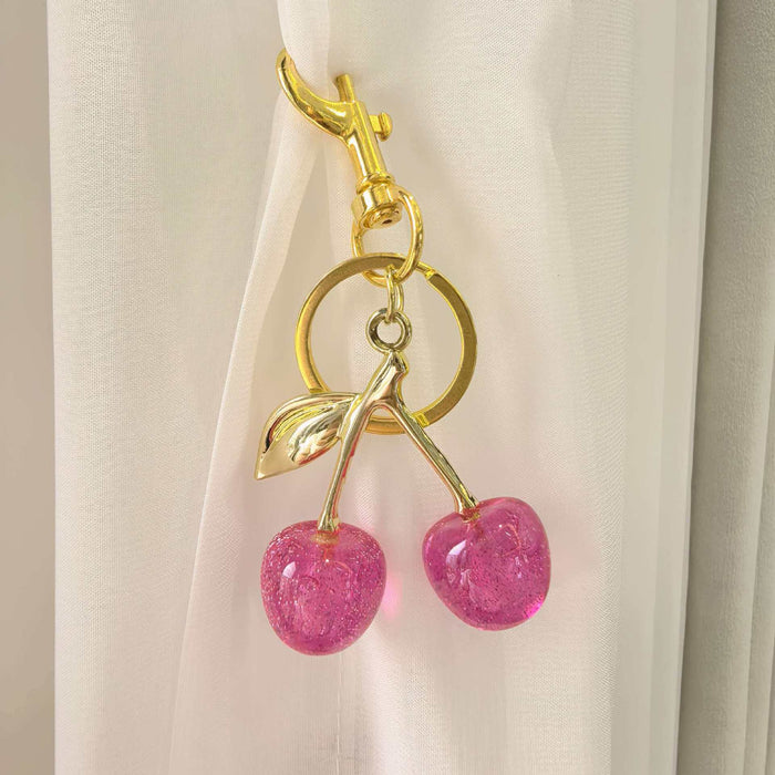 Wholesale Chic Acrylic Simulated Cherry Keychain Bag Charm Fashion Accessory