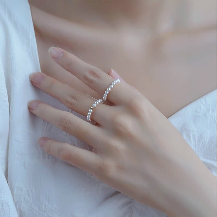 Wholesale Retro high-end sensory ring, small pearl ring, female niche, unique, light luxury index finger ring