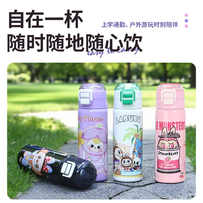 Wholesale Cartoon Double Drinking Cup Stainless Steel Thermos Cup Children' s Water Cup Bounce Lid Straw Cup