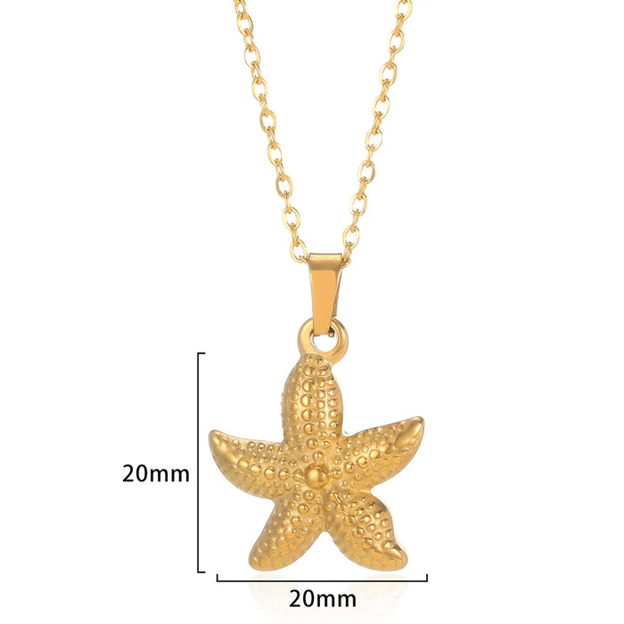 Wholesale Stainless Steel Vintage Simple Shell Starfish Scallop Necklace