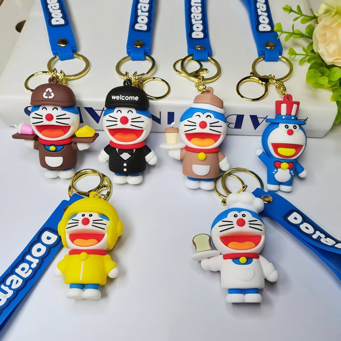 Wholesale Silicone Cartoon Cat Keychain Metal Keyring Pendant Gift Boutique MOQ≥5