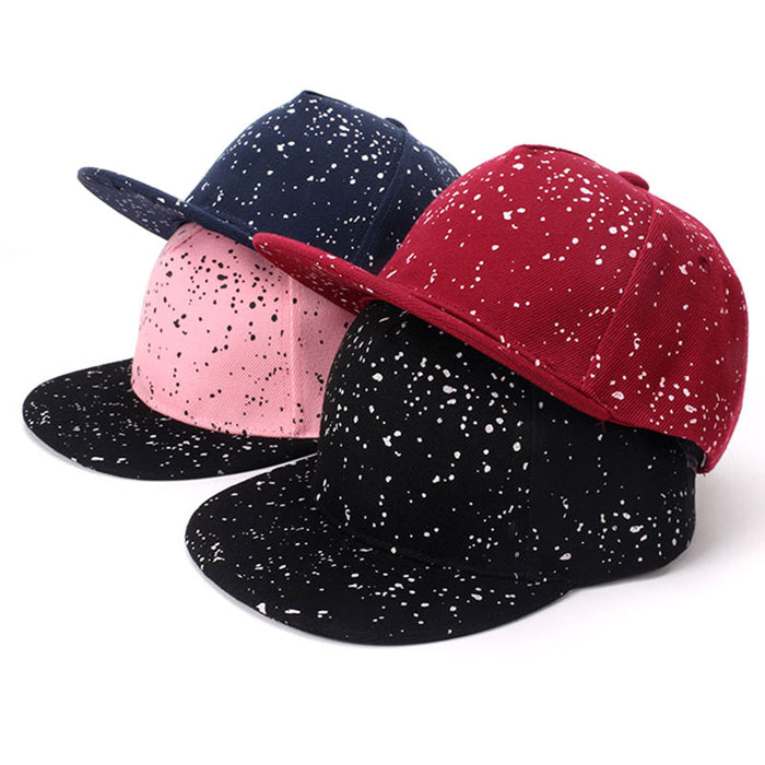 Wholesale Trendy Inkjet Print Kids Flat Brim Baseball Cap Adjustable Black Casual Street Style