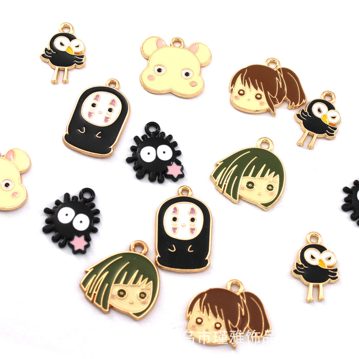 Wholesale 10pcs  Cartoon Faceless Men' s Small Coal Ball Accessories Accessories Earrings Earrings Necklace Pendant diy Oil Dropping Alloy