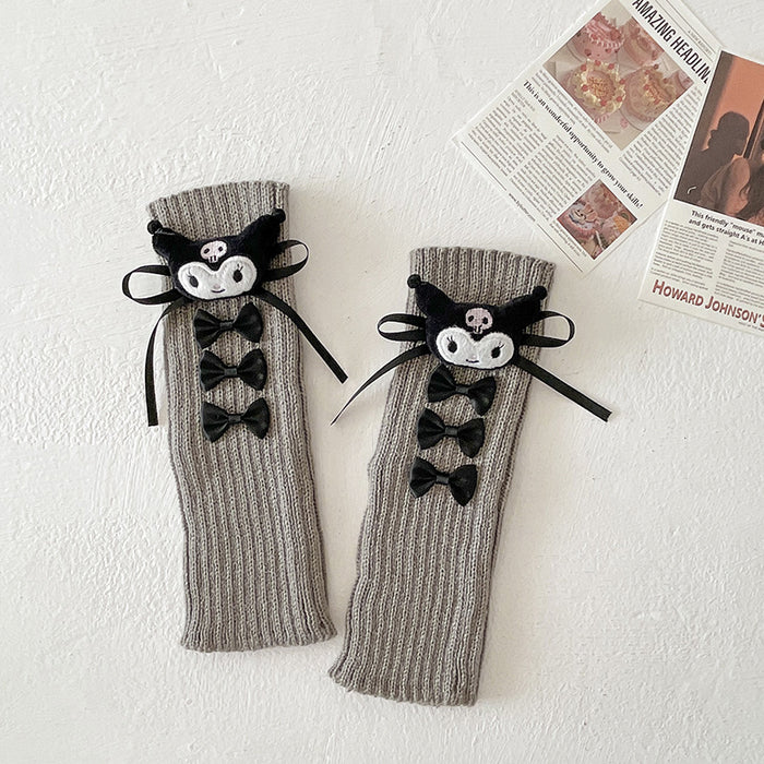 Wholesale Bowknot leg warmers stacked socks autumn doll knitted calf warmers for women