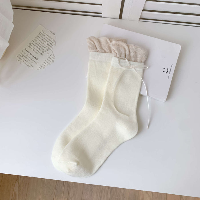 Wholesale Colorful bow tie pile socks, cute and versatile socks