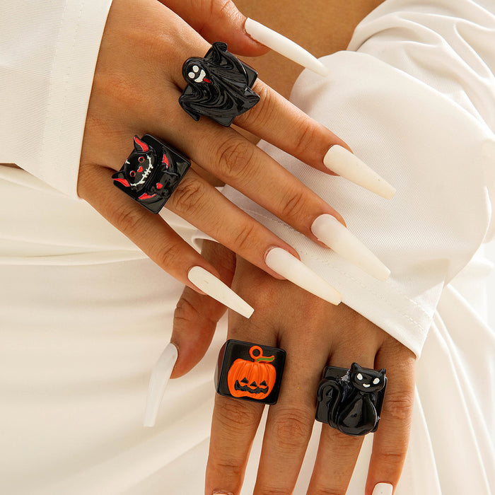Wholesale  creative resin ghost pumpkin ghost ring personality dark Easter ring female