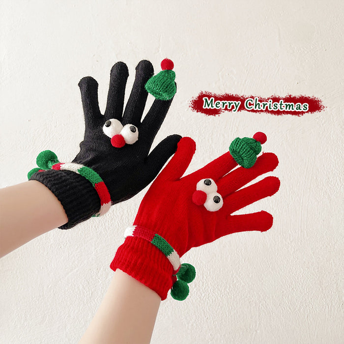 Wholesale Christmas gloves this year red children' s socks funny warm five-finger gloves